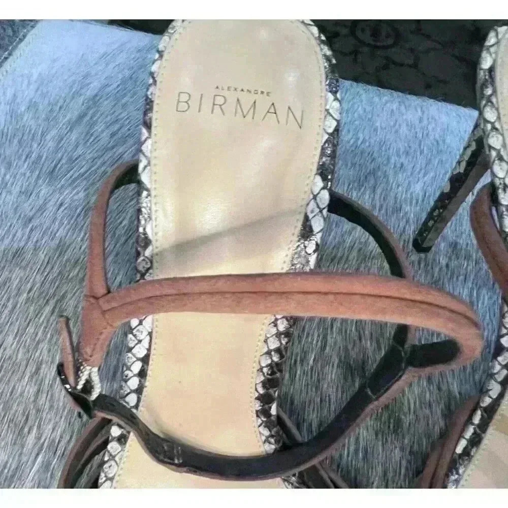 Alexandre Birman Berthe Leather Sandal Size 38 Snakeskin Suede Straps - Picture 11 of 11